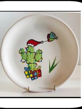 HF Coors Tucson Arizona Christmas Cactus Plate Southwestern Holiday Decor